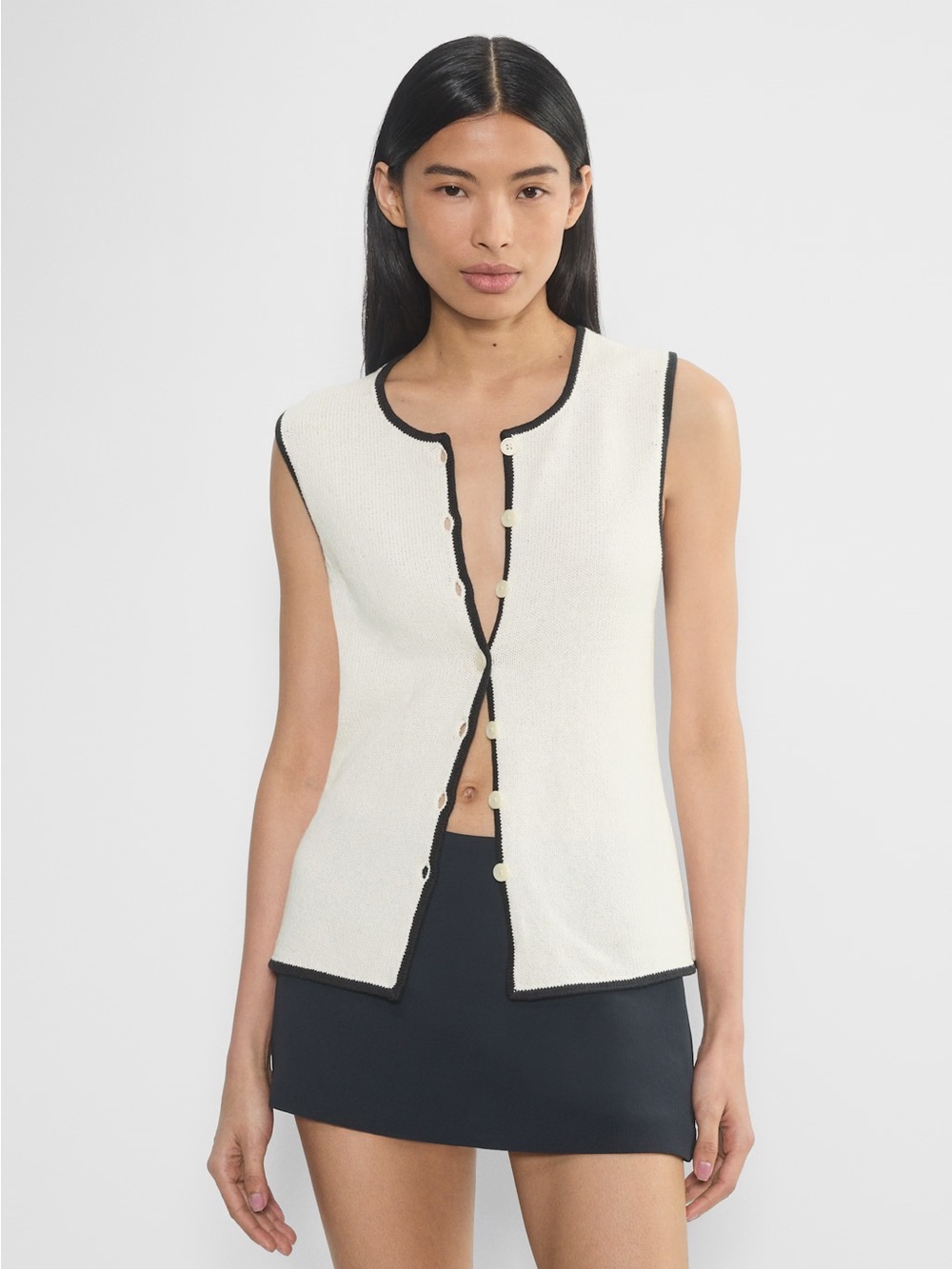 Aritzia Strand Sweater Vest - Light Birch/Dark Navy